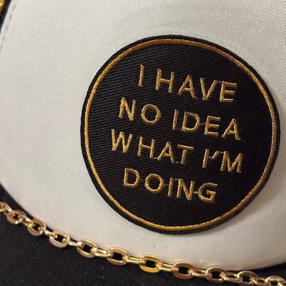 Custom made Trucker Hat Black and White Cap with Gold Accents - Picture 4 of 5